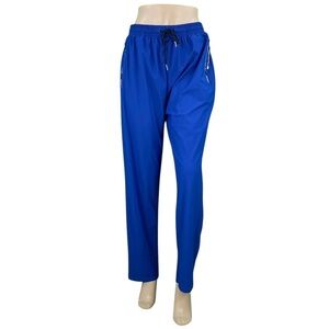 StretchActive Blue Short Length Wide Leg Athletic Warm Ups Track Pants